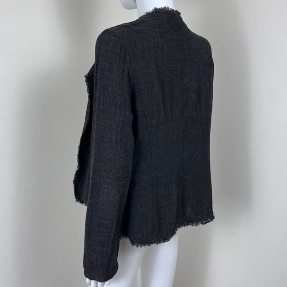 Eileen Fisher Women Size XS Gray Italian Fabric Linen Tweed Cardigan Jacket Boho - Picture 6 of 14